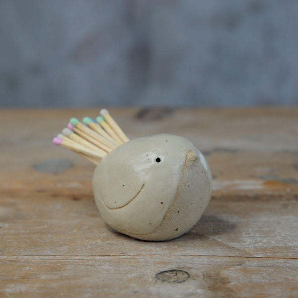Bird Match Striker Pot in Light Yellow Stone - Habulous