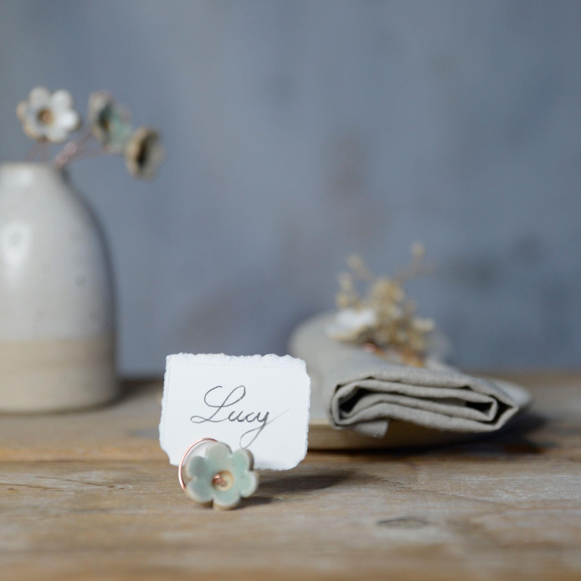 Flower Name Card Holder Wedding Favour Stone - Habulous