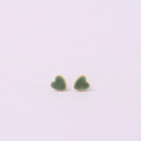 Forest Green Heart Stud Earrings - Habulous