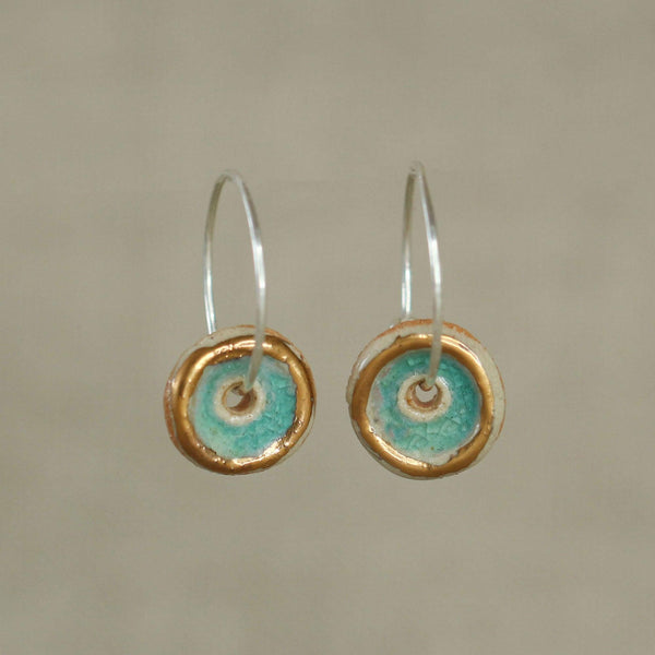 Turquoise Pool Sterling Silver Small Hoops - Habulous