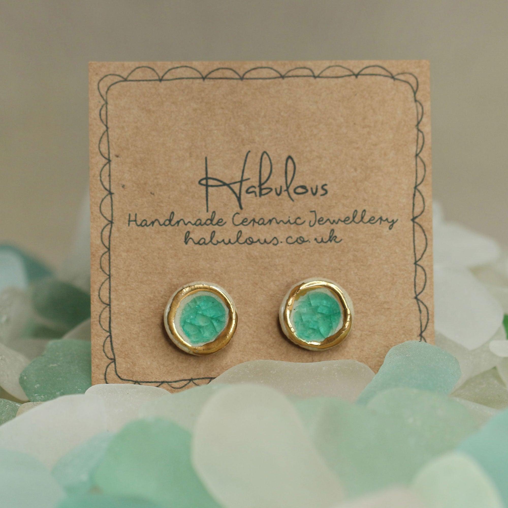 Blue Pool Sterling Silver Studs - Habulous