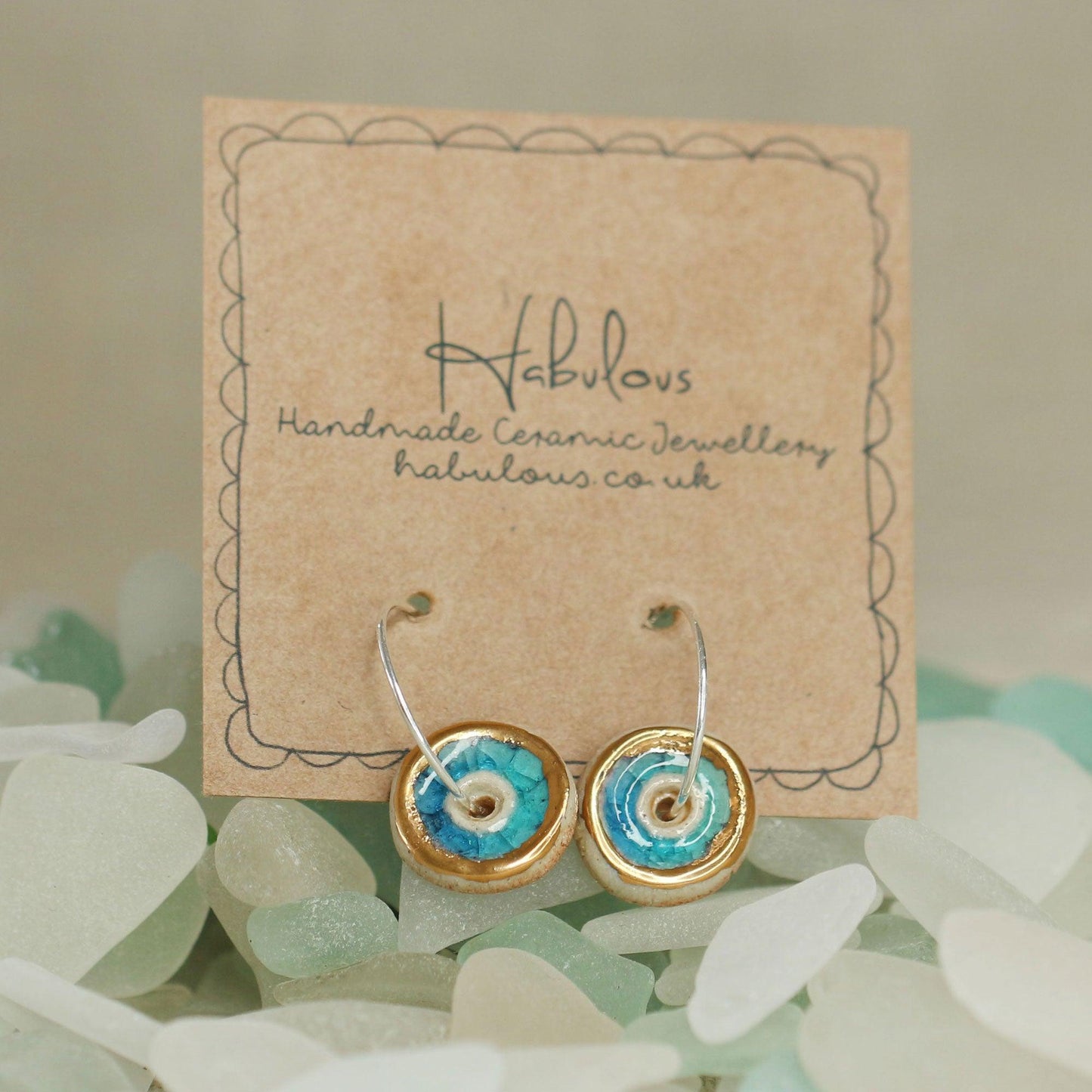 Turquoise Pool Sterling Silver Large Hoops - Habulous