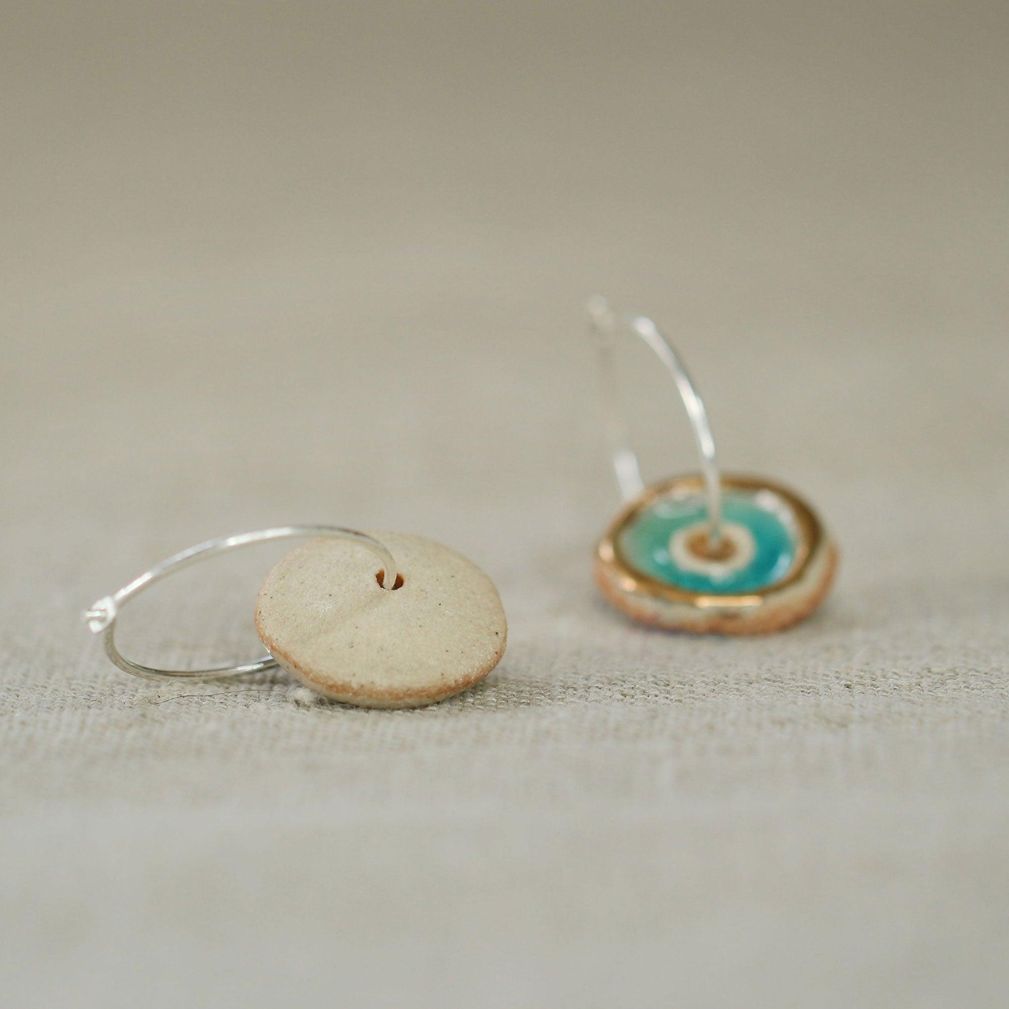 Turquoise Pool Sterling Silver Large Hoops - Habulous