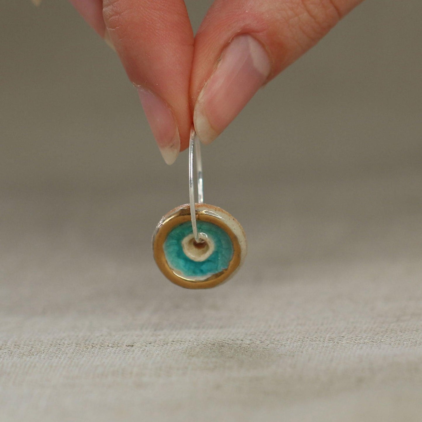 Turquoise Pool Sterling Silver Large Hoops - Habulous