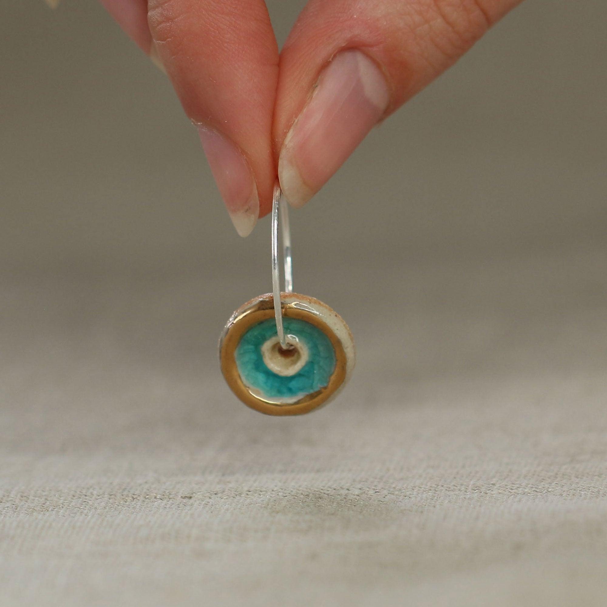 Turquoise Pool Sterling Silver Large Hoops - Habulous