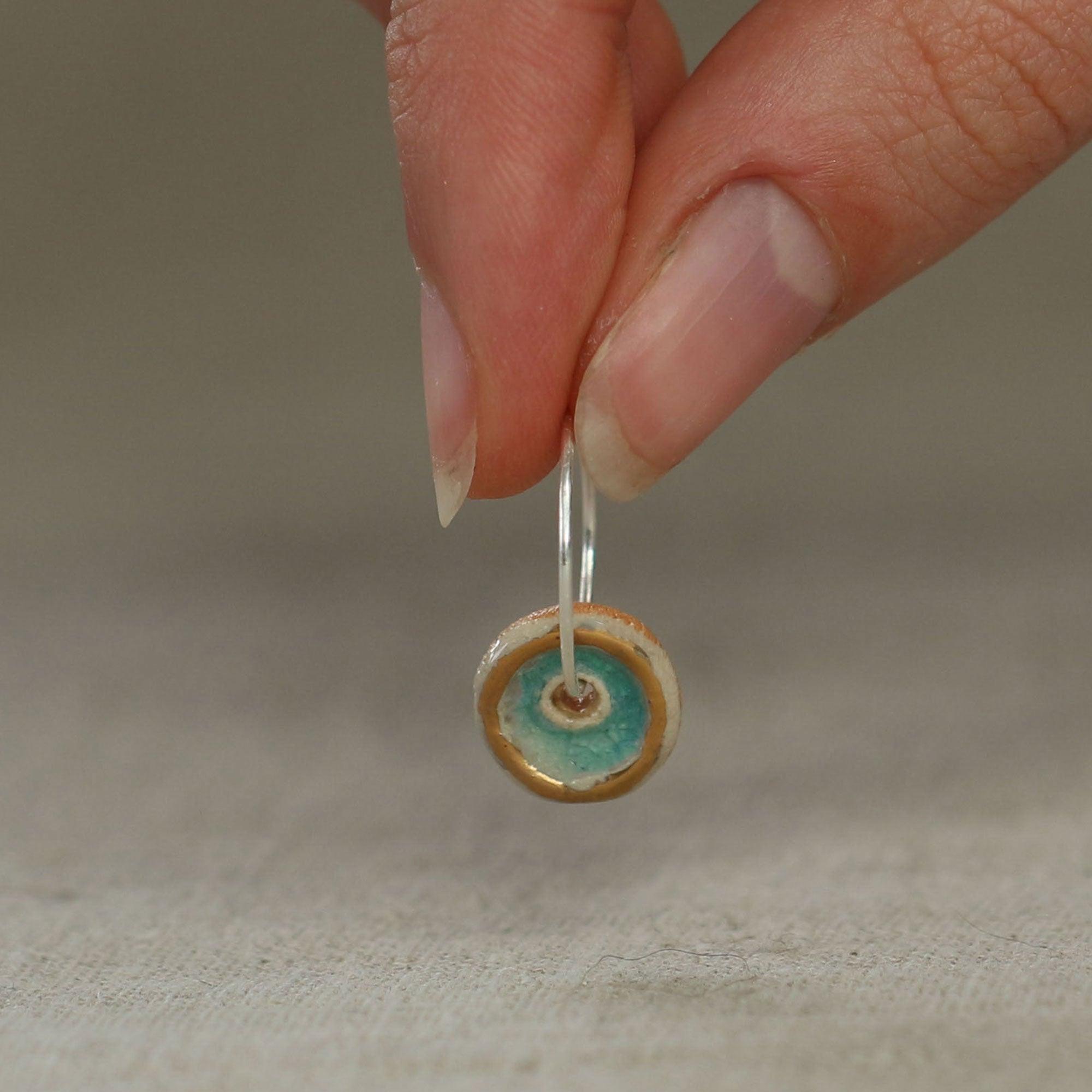Turquoise Pool Sterling Silver Small Hoops - Habulous
