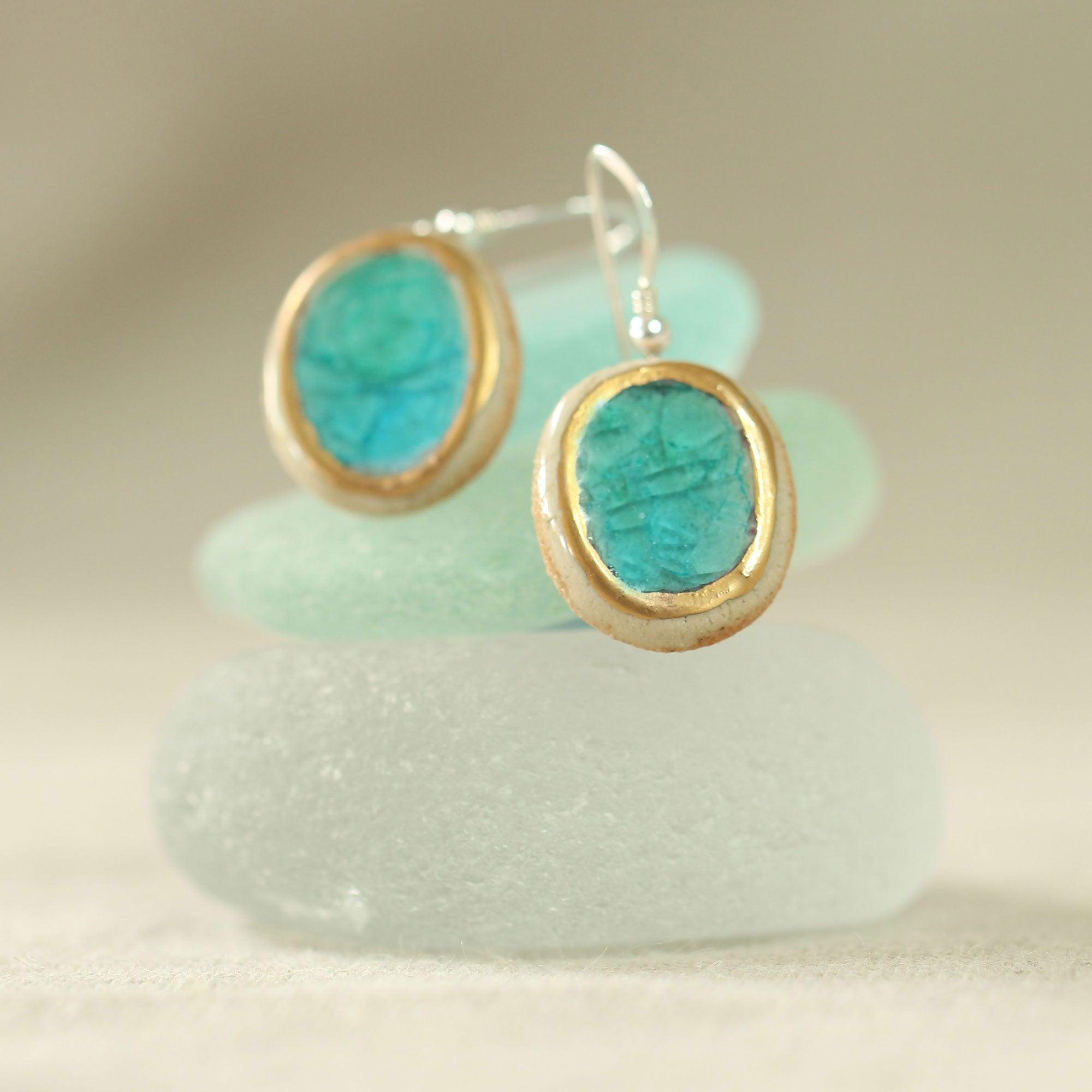 Emerald Turquoise Lagoon Oval Drop Earrings - Habulous
