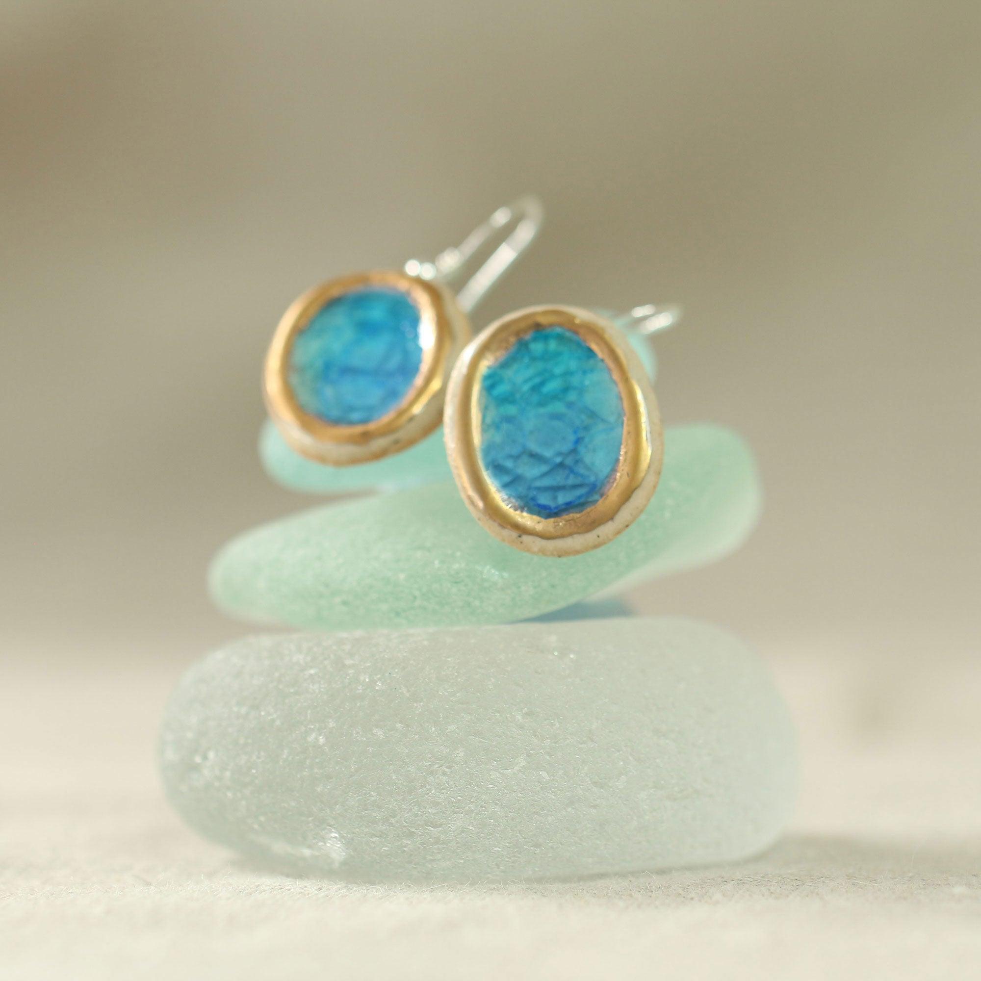 Turquoise Blue Lagoon Oval Drop Earrings - Habulous