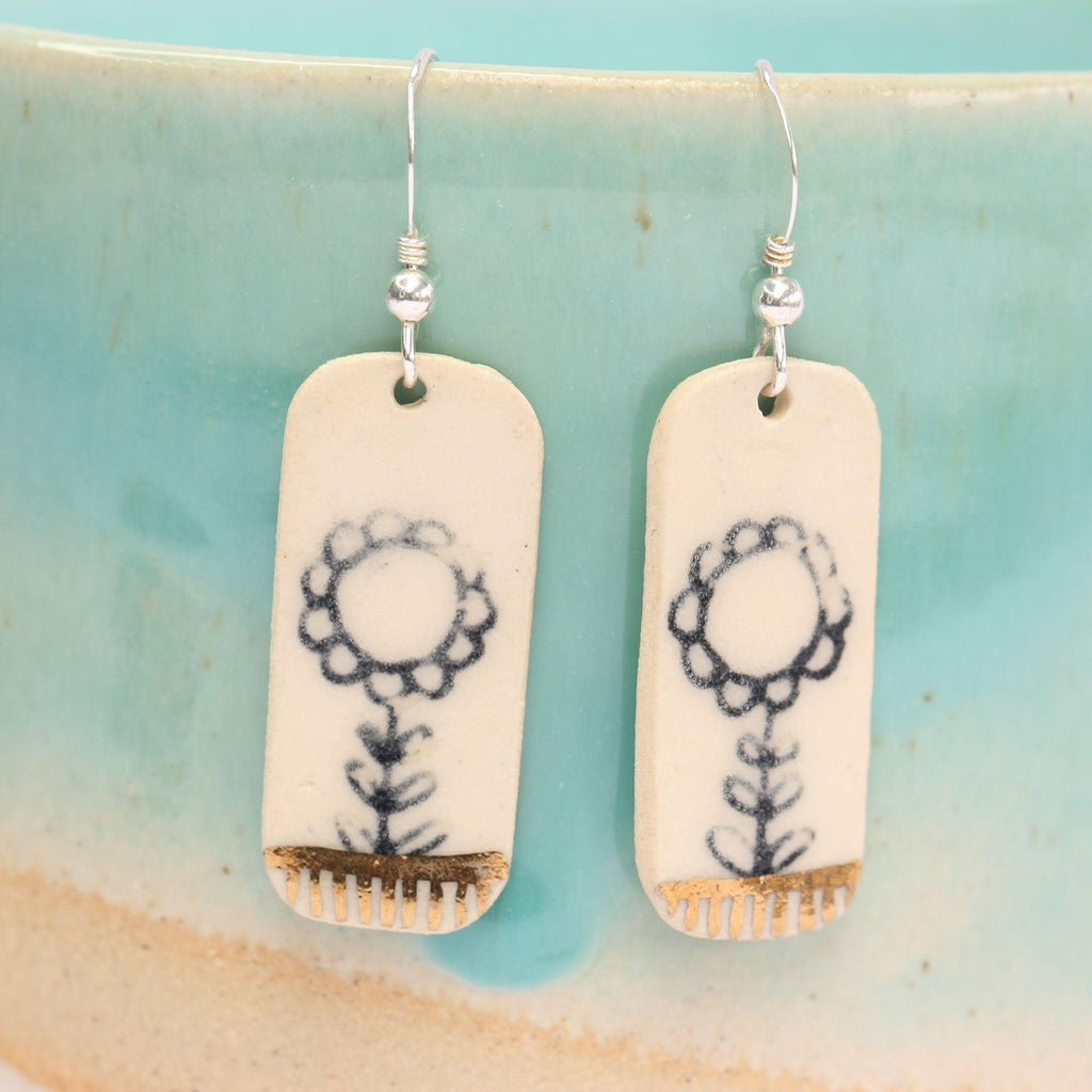 Tall Flower Ceramic Earrings - Habulous