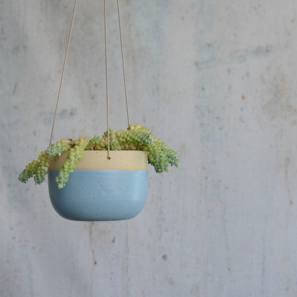 blue ceramic hanging planter Blue Hanging Planter | Hanging Plant Pot