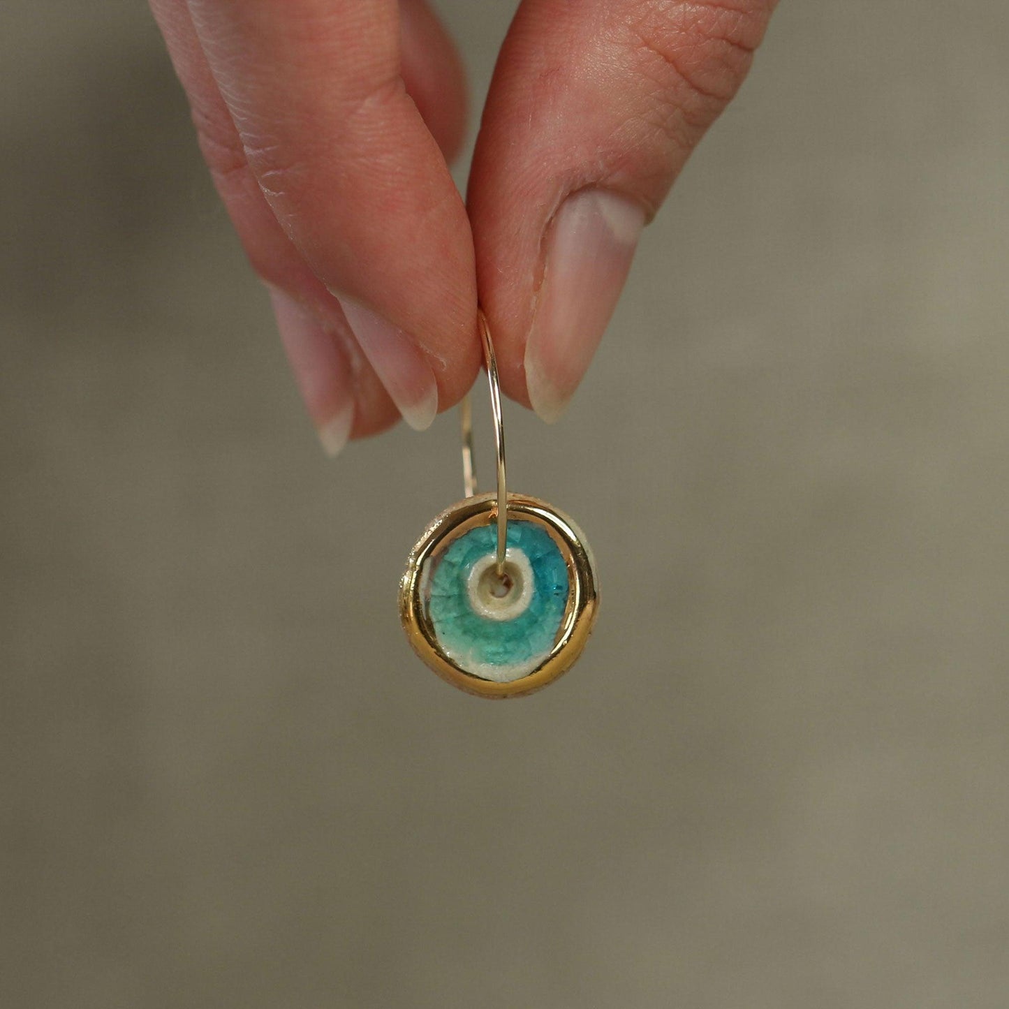 Turquoise Pool Gold Fill Large Hoops - Habulous