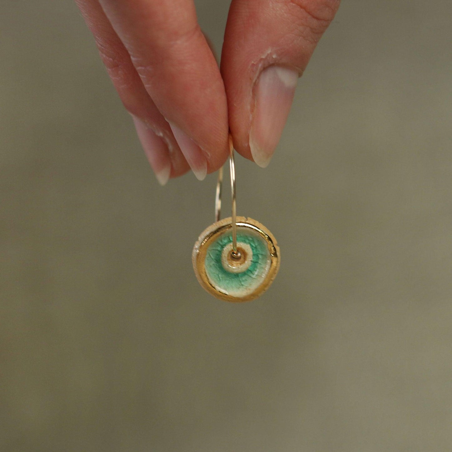 Emerald Pool Gold Fill Large Hoops - Habulous