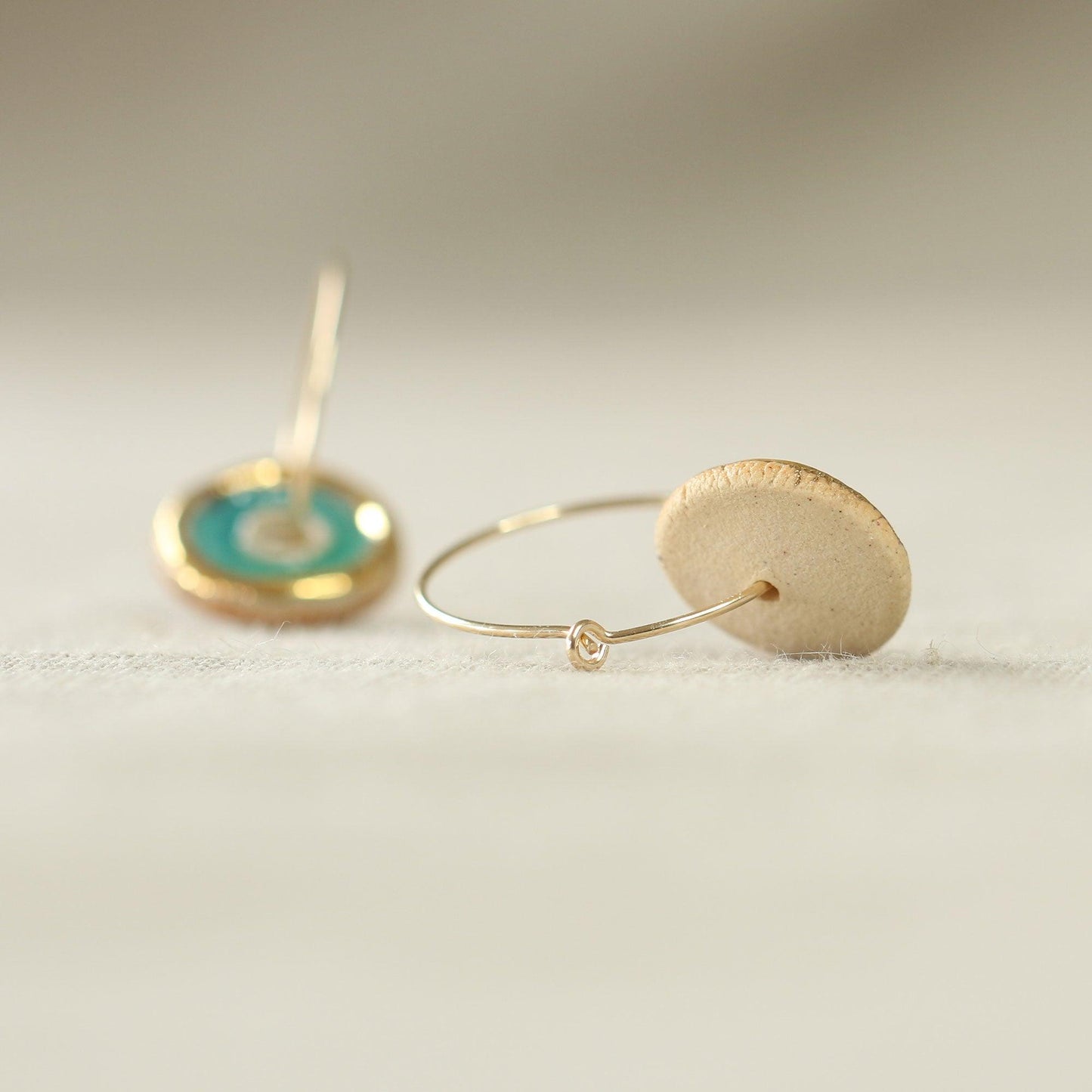 Turquoise Pool Gold Fill Large Hoops - Habulous