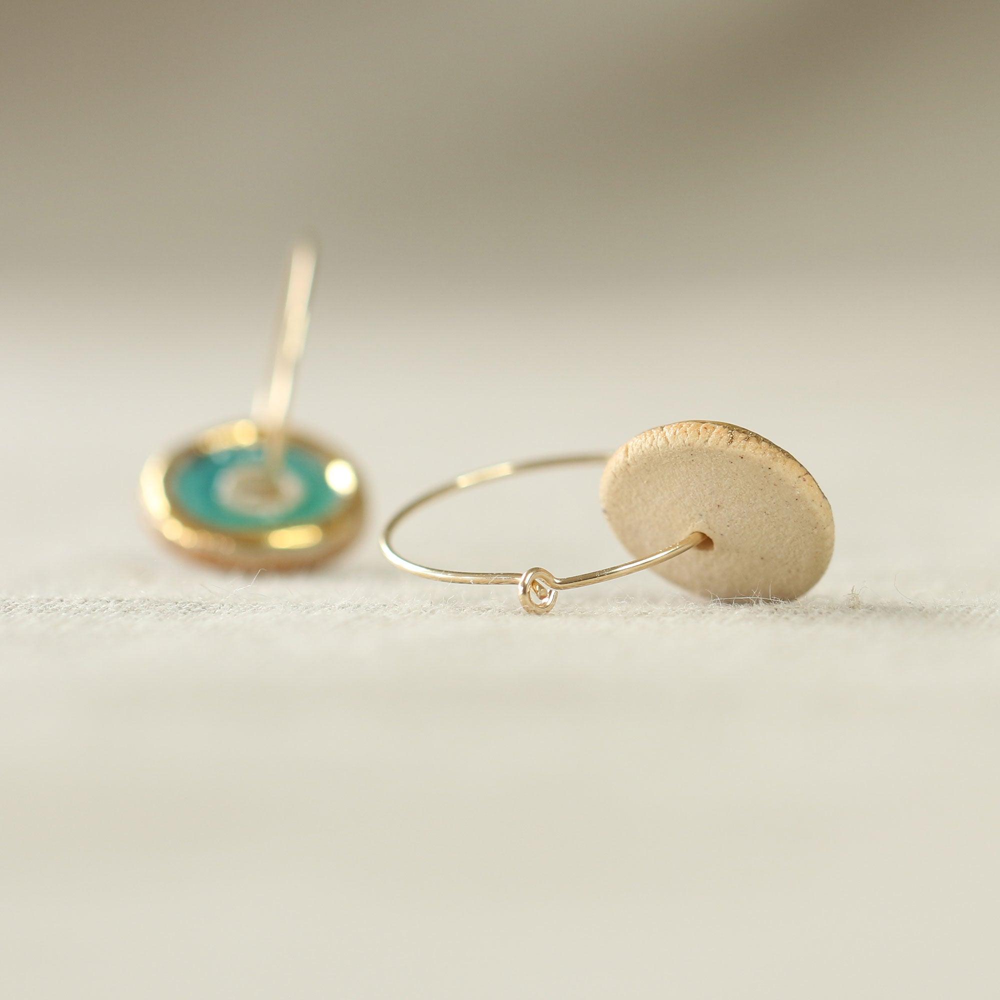 Turquoise Pool Gold Fill Large Hoops - Habulous