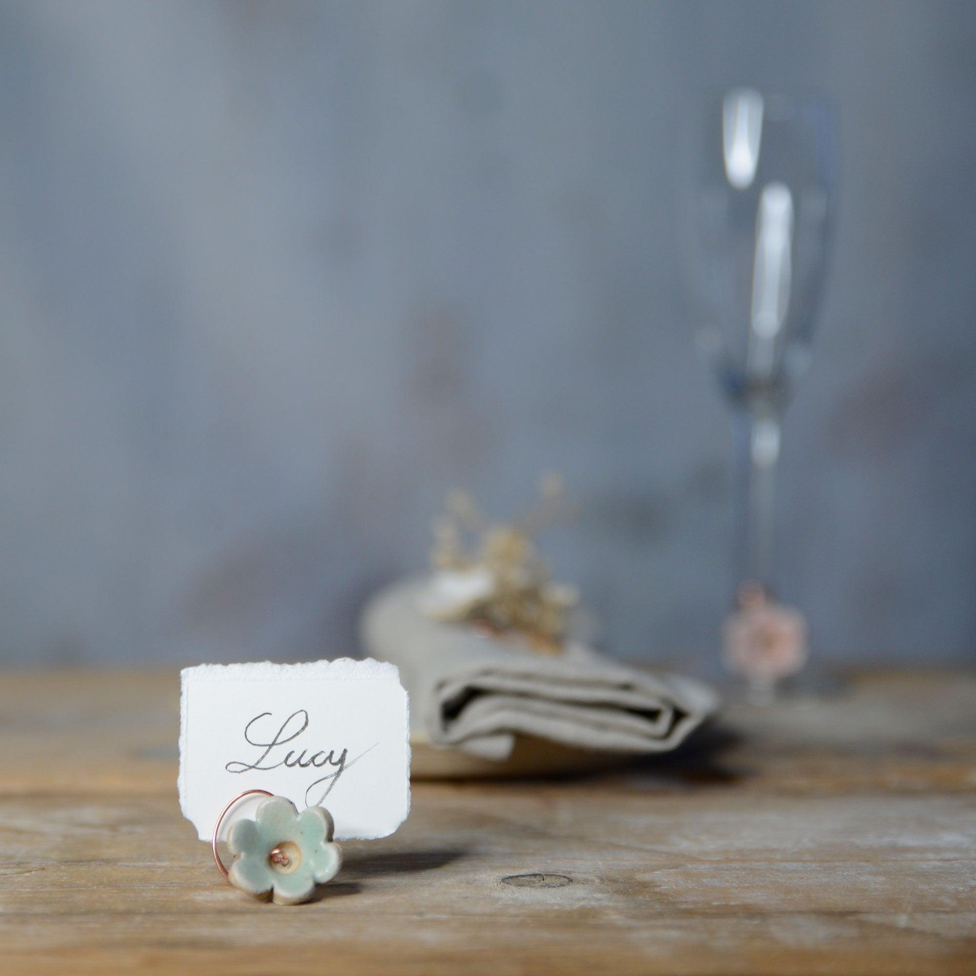 Flower Name Card Holder Wedding Favour Stone - Habulous