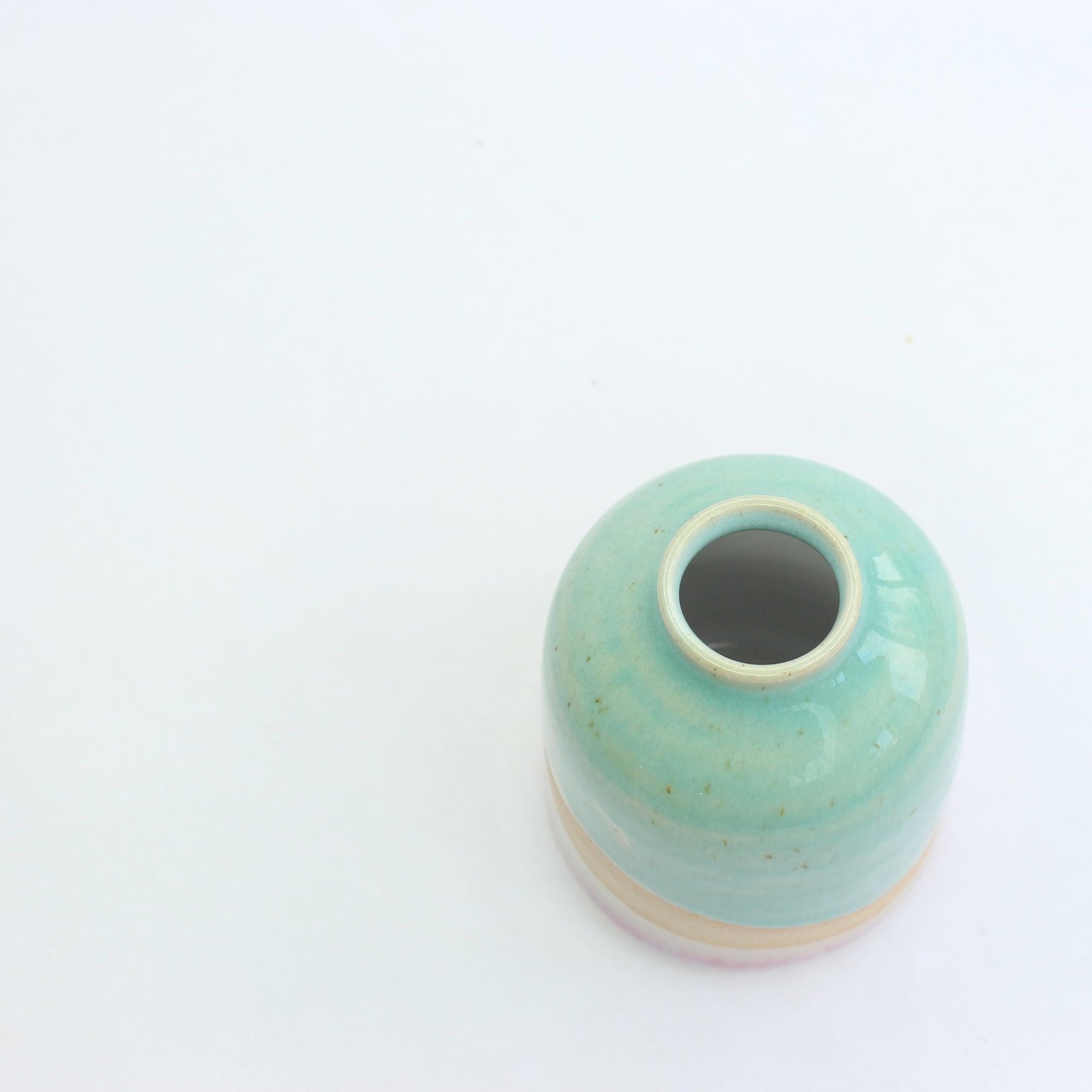 Above view showing the white tin glaze inside the mini vase