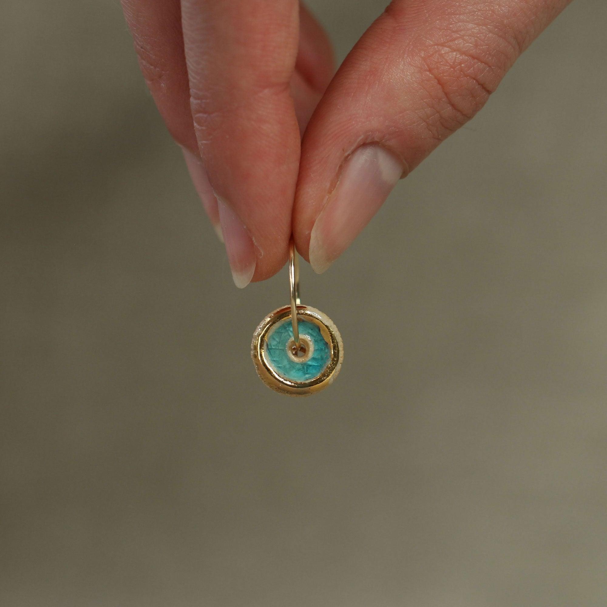 Turquoise Pool Gold Fill Small Hoops - Habulous