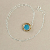 Round Turquoise Blue Lagoon Sterling Silver Pendant Small - Habulous