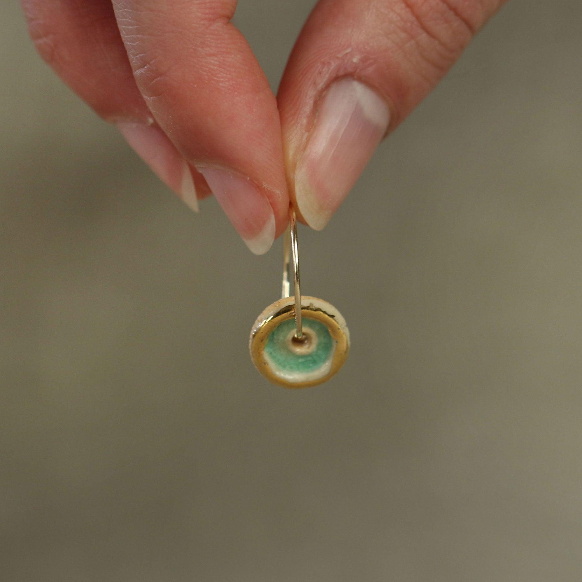 Emerald Pool Gold Fill Small Hoops - Habulous