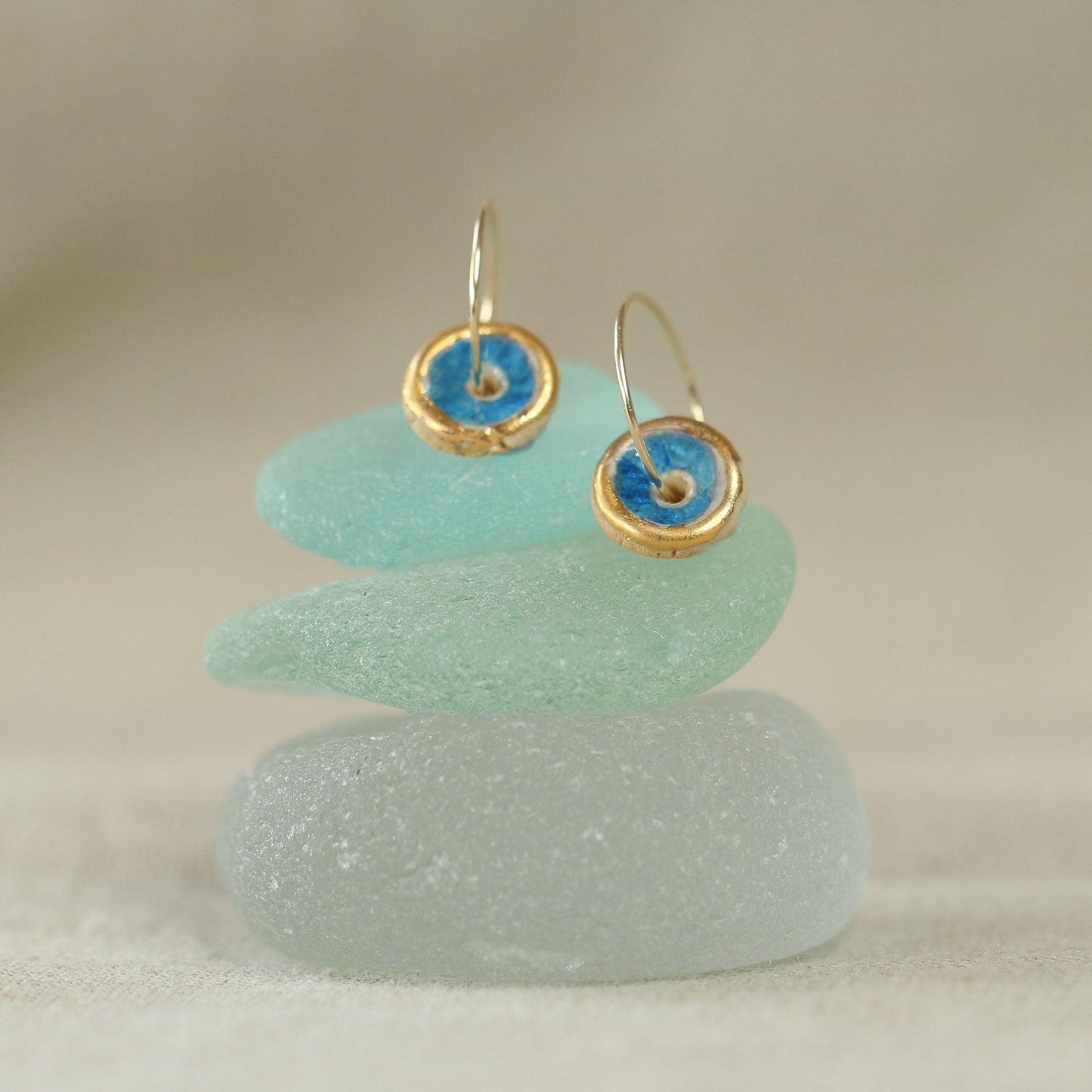 Blue Pool Gold Fill Small Hoops - Habulous