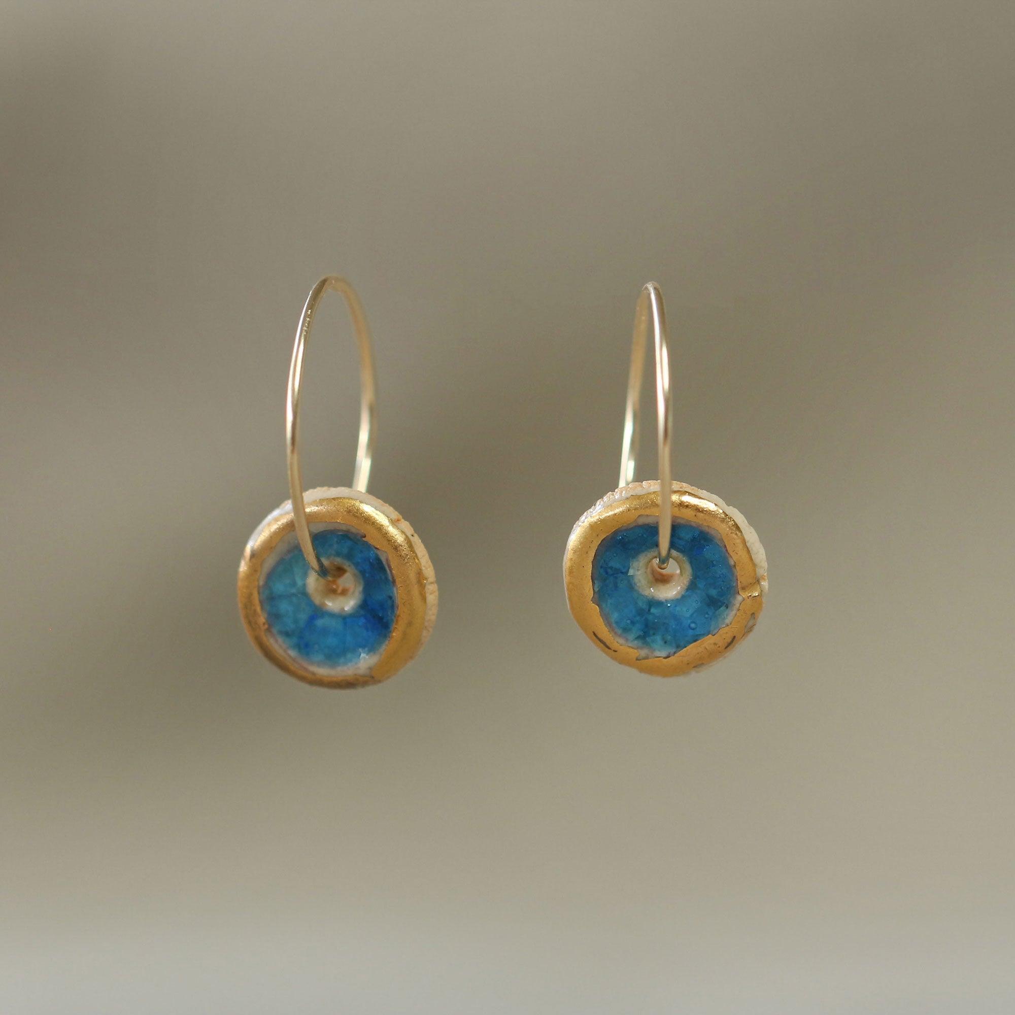 Blue Pool Gold Fill Small Hoops - Habulous