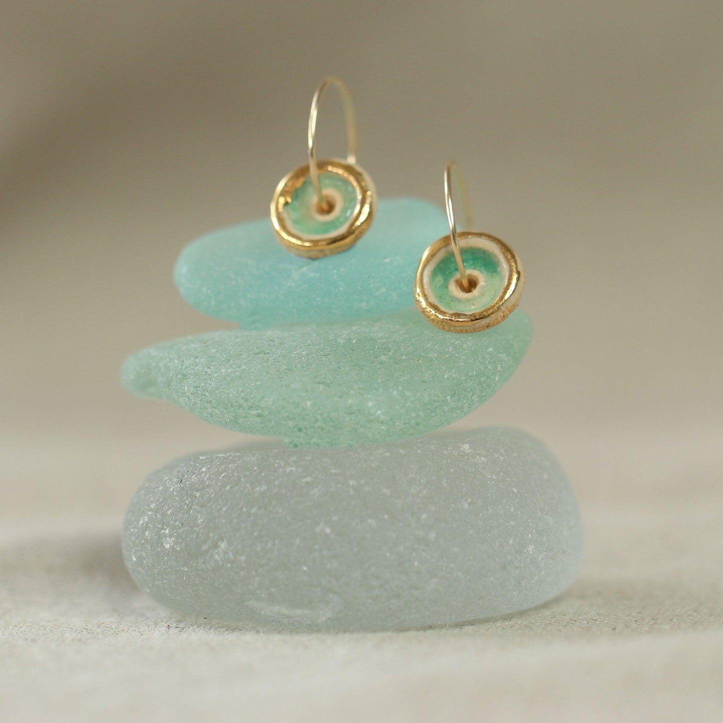Emerald Pool Gold Fill Small Hoops - Habulous