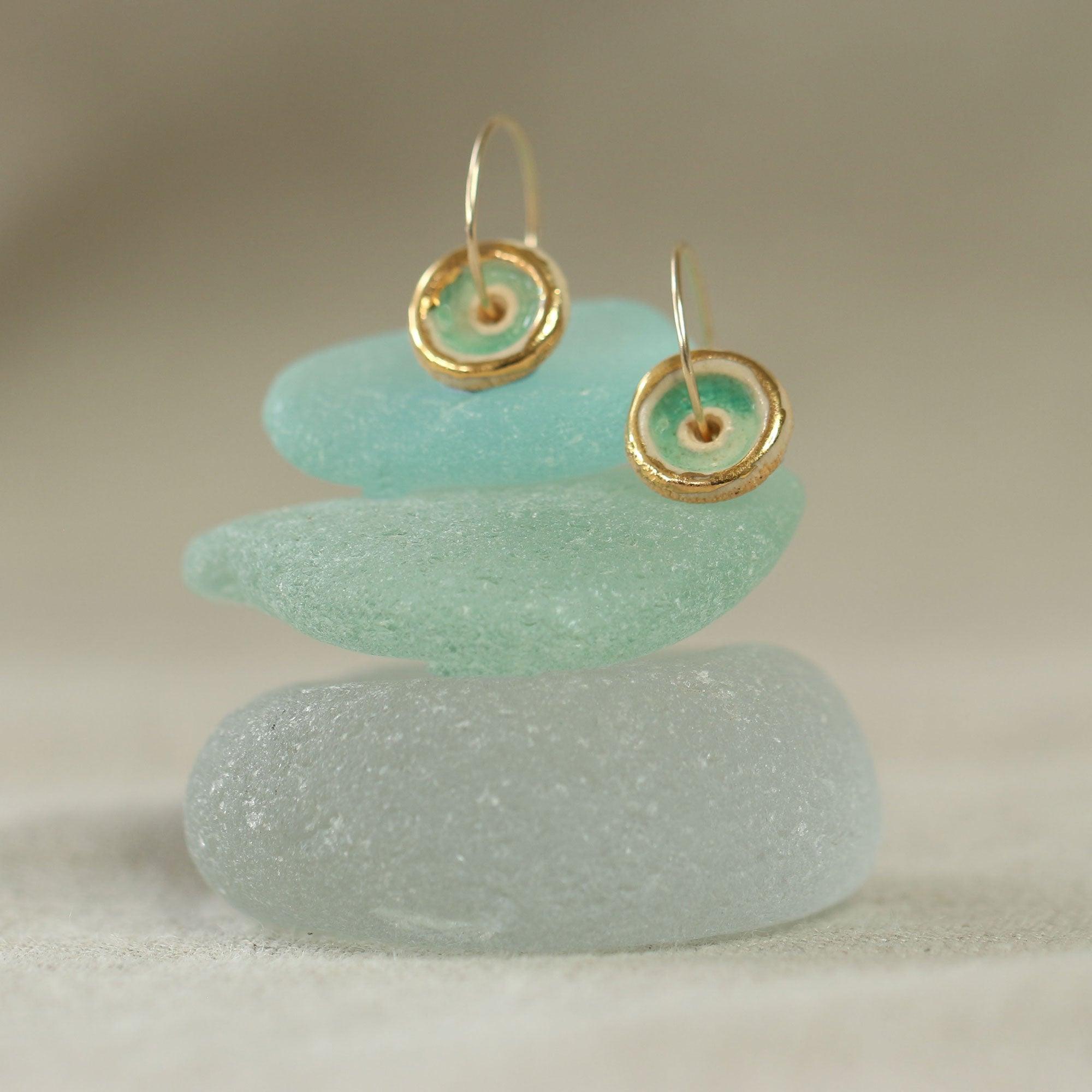 Emerald Pool Gold Fill Small Hoops - Habulous